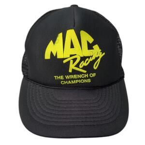 Gold Medal Trucker Hat Black Mac Racing The Wrench of Champions OS Snapback